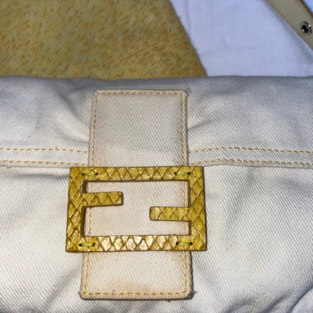 Fendi White Canvas Baguette 2000s Collection